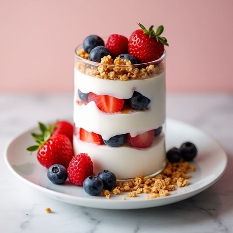 Silky Greek Yogurt Protein Parfait with Mixed Berries