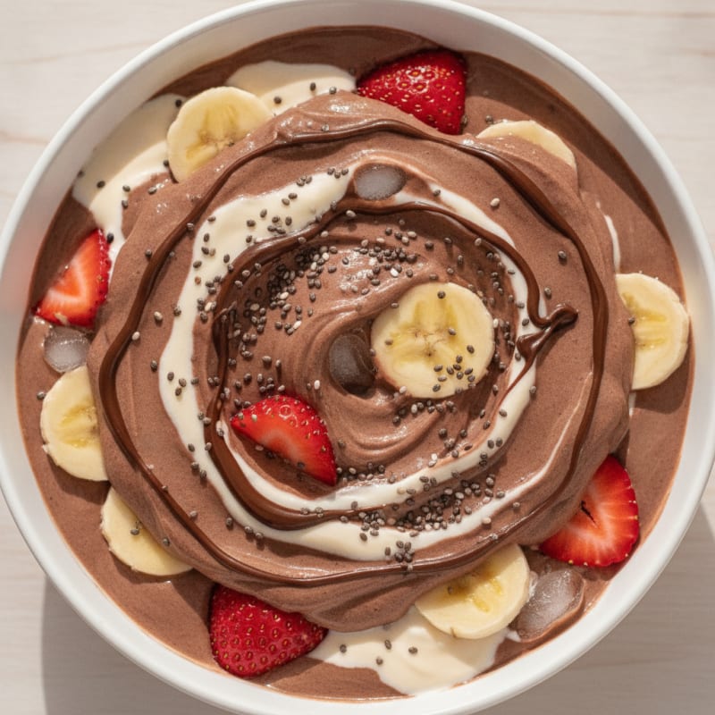 Strawberry Banana Chocolate Protein Smoothie