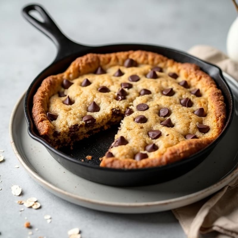 Crispy-Edged Chocolate Chip Protein Skillet Cookie