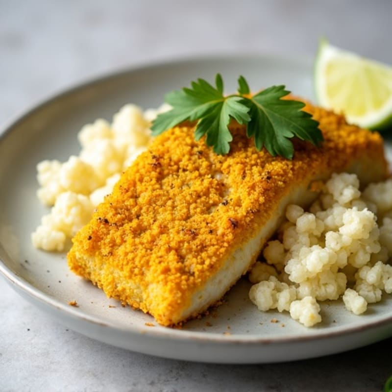 Crispy Turmeric-Crusted Cod with Coconut Cauliflower Rice