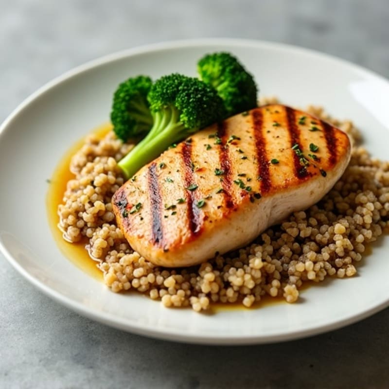Grilled Chicken Breast with Quinoa and Steamed Broccoli