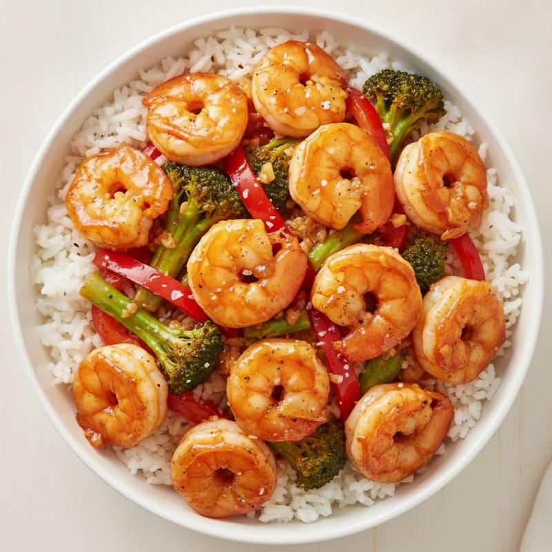 Sweet Chili Shrimp with Rice