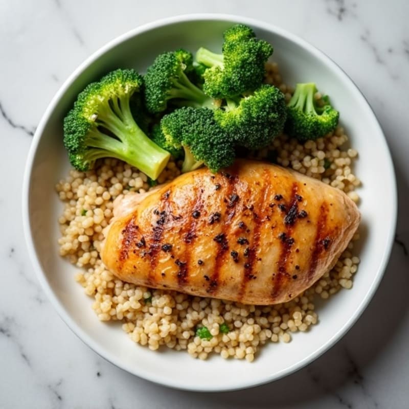 Grilled Chicken Breast with Quinoa and Steamed Broccoli