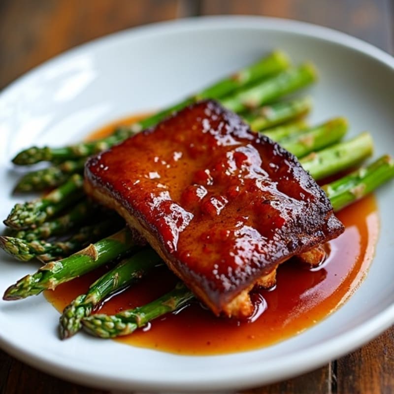 Healthy Sticky BBQ Pork Ribs with Roasted Asparagus