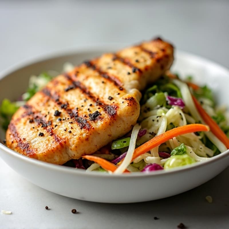 Grilled Chicken Breast with Crunchy Cabbage Slaw