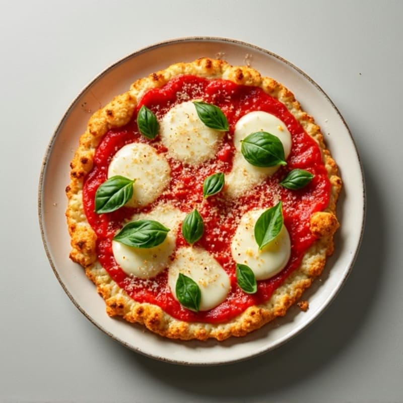 Cauliflower Crust Margherita Pizza with Fresh Basil