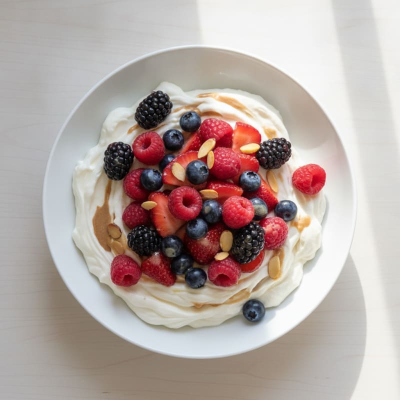 Silky Greek Yogurt Protein Mousse with Mixed Berries