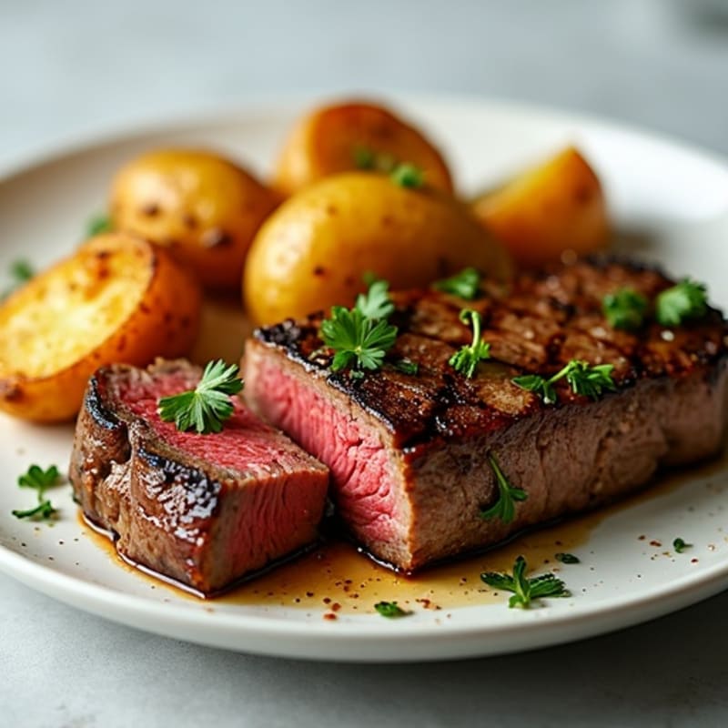 Herb-Garlic Butter Seared Steak with Roasted Baby Potatoes