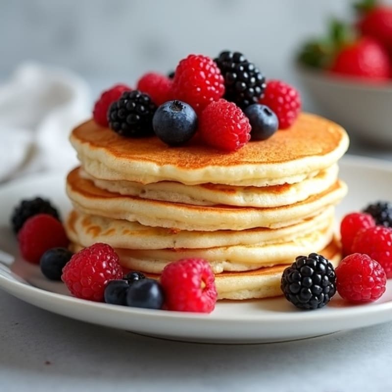 Fluffy Protein Pancakes with Fresh Berries
