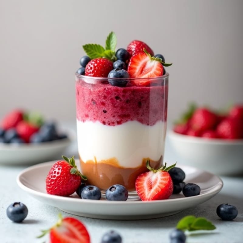 Greek Yogurt Protein Parfait with Mixed Berries and Almond Butter