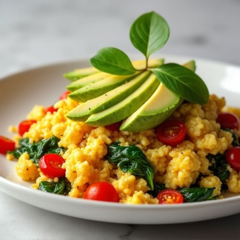 Fluffy Egg and Veggie Scramble with Creamy Avocado