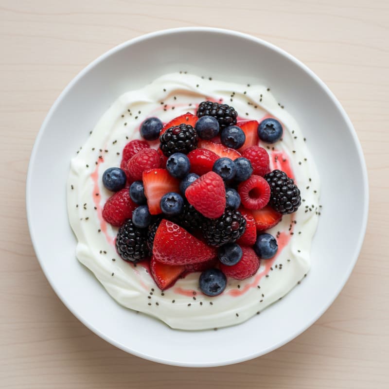 Creamy Greek Yogurt Protein Pudding with Mixed Berries