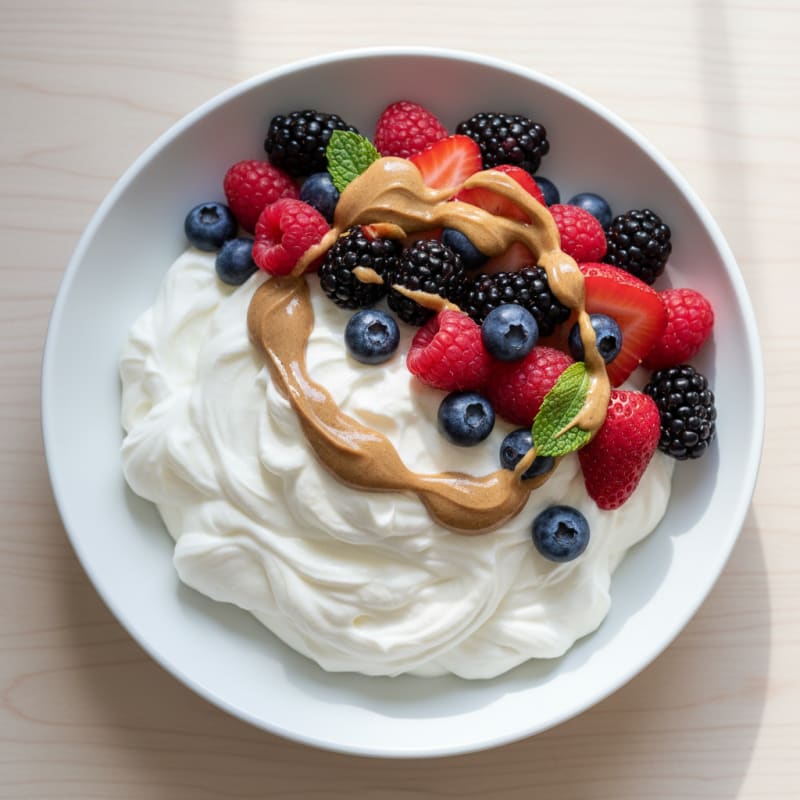 Silky Greek Yogurt Bowl with Protein Powder and Fresh Berries