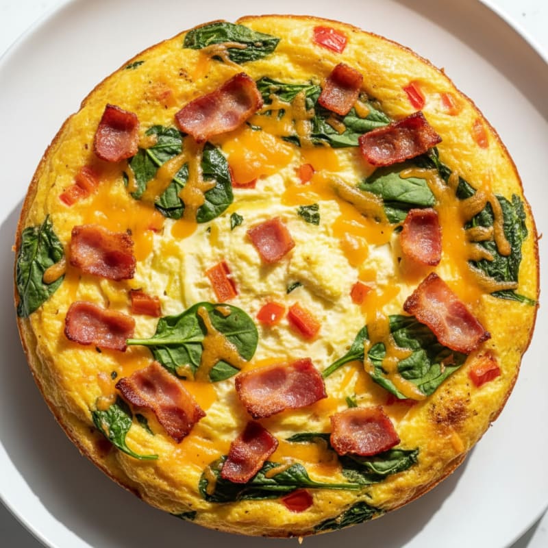 Golden Cheesy Egg Bake with Crispy Bacon