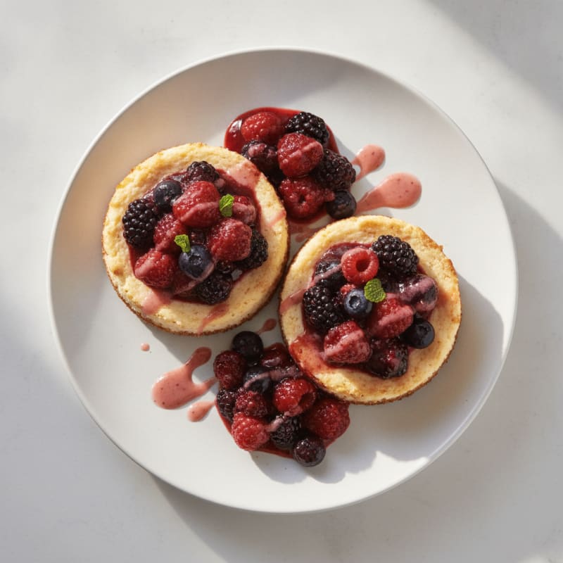 Greek Yogurt Protein Cheesecake with Mixed Berries