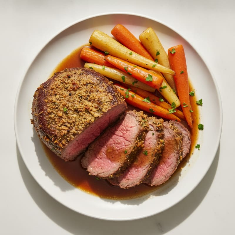 Herb-Crusted Sirloin Roast with Root Vegetables