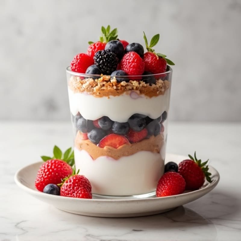 Greek Yogurt Parfait with Mixed Berries and Almond Butter