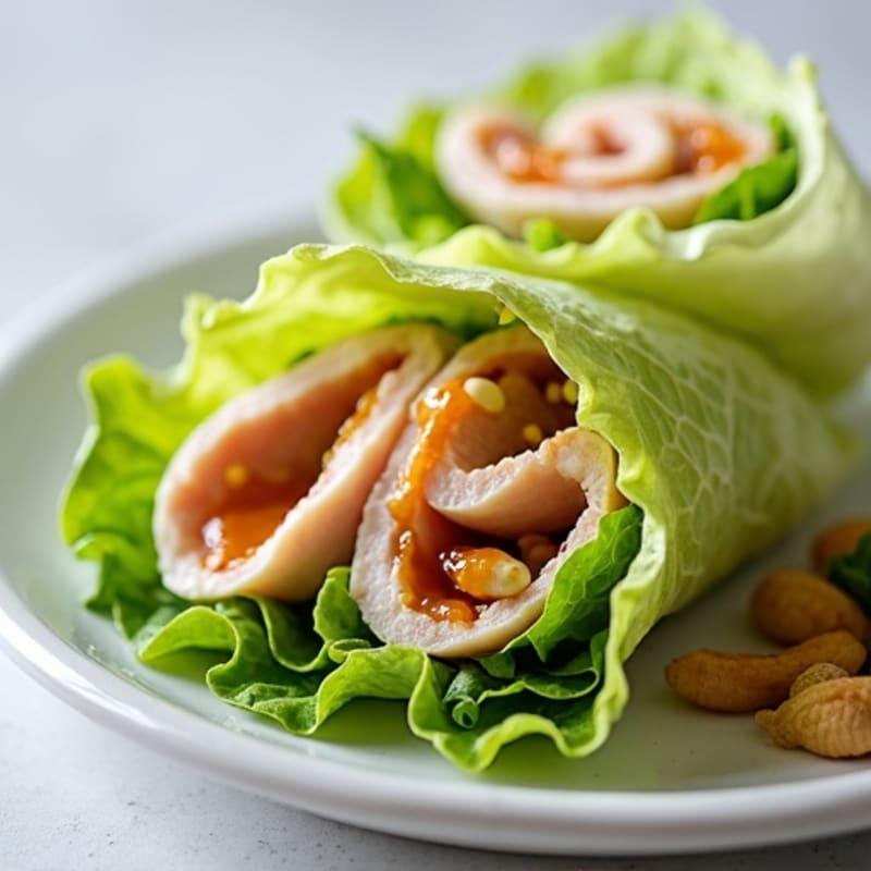 Crispy Turkey Lettuce Roll-Ups with Honey-Roasted Cashews