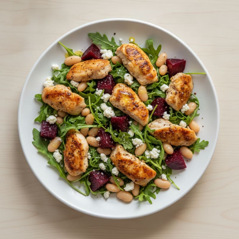 Roasted Chicken, Beet, and White Bean Salad