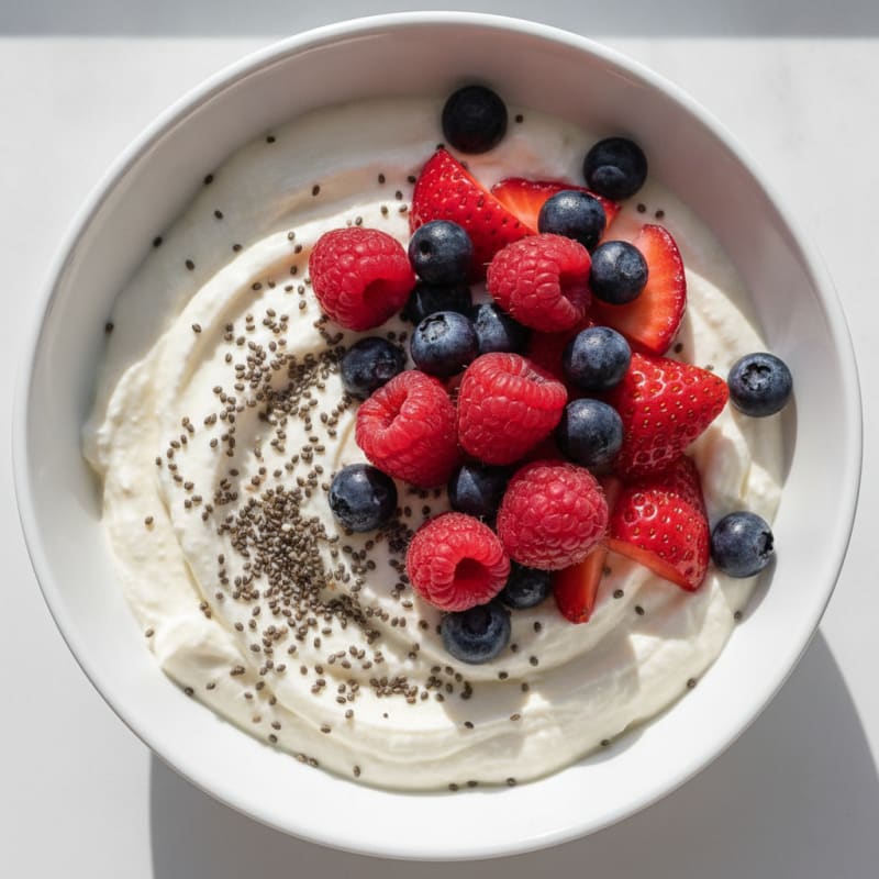 Greek Yogurt Protein Pudding with Mixed Berries