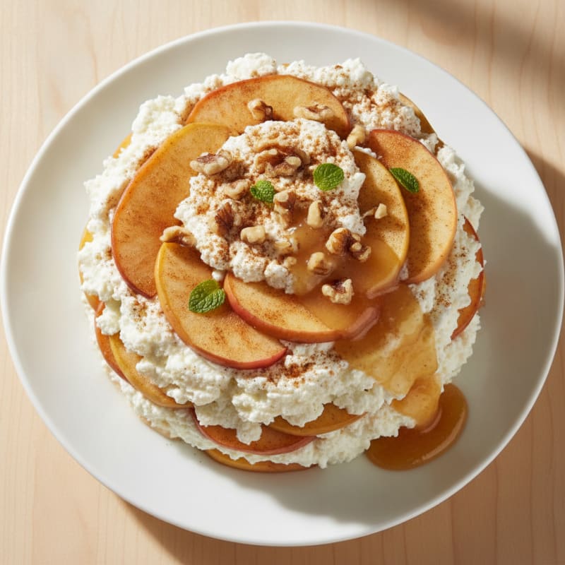 Protein Yogurt Mousse with Apple and Cottage Cheese