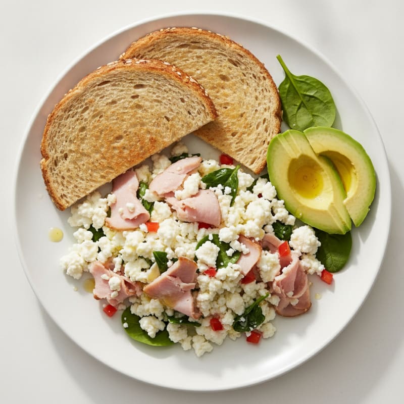 Egg White Scramble with Cottage Cheese and Smoked Turkey