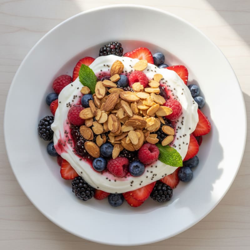 Greek Yogurt Protein Parfait with Mixed Berries