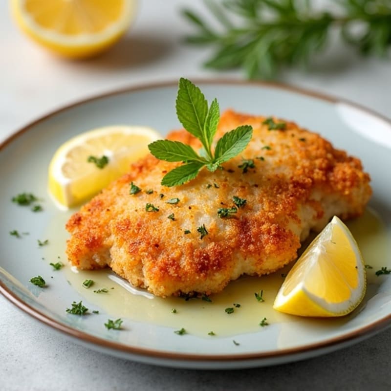 Crispy Herb-Crusted Chicken Cutlets with Lemon