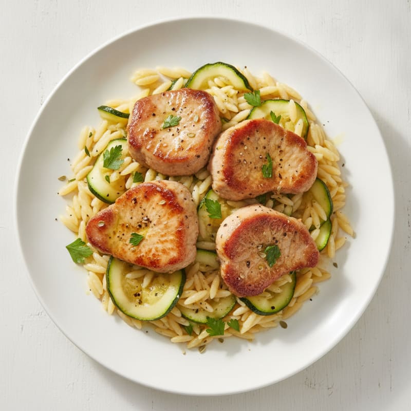 Lemon Herb Pork with Orzo