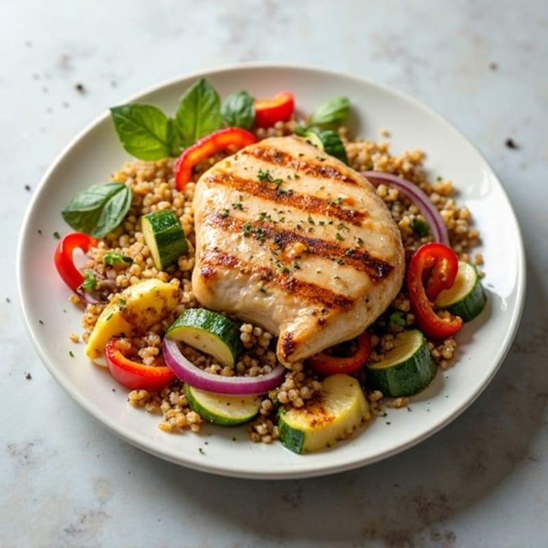 Grilled Chicken and Quinoa Salad with Roasted Vegetables