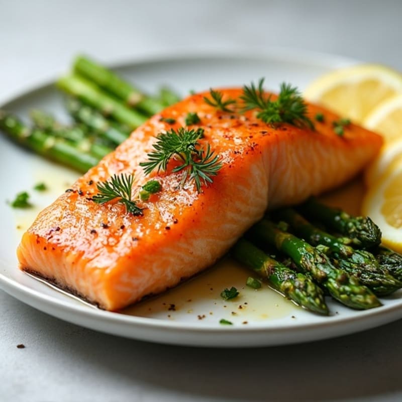 Lemon-Herb Roasted Salmon with Roasted Asparagus