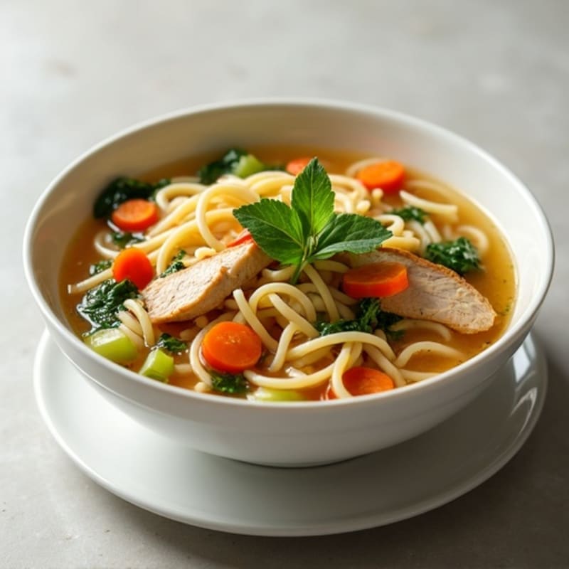 Healthy Chicken Noodle Soup with Fresh Vegetables