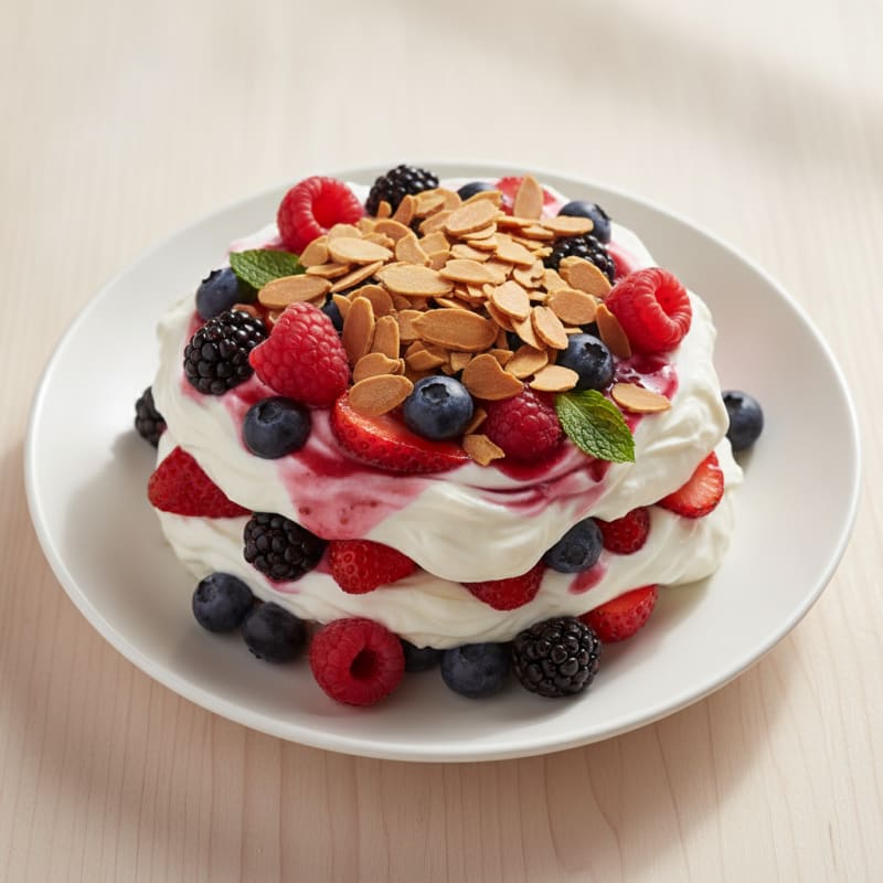Greek Yogurt Protein Parfait with Mixed Berries and Almonds