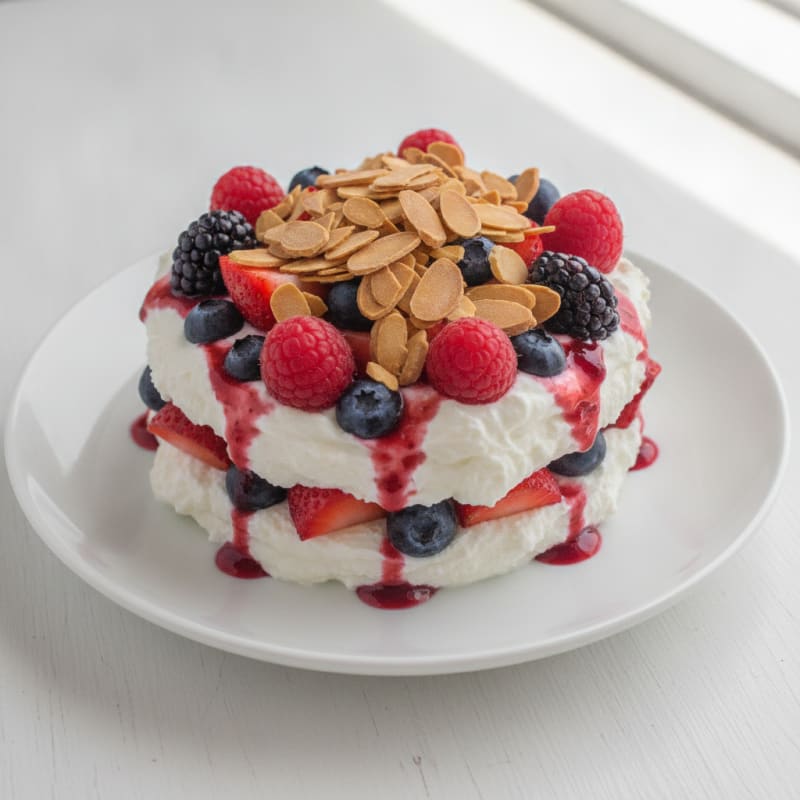 Greek Yogurt Protein Parfait with Mixed Berries and Almonds