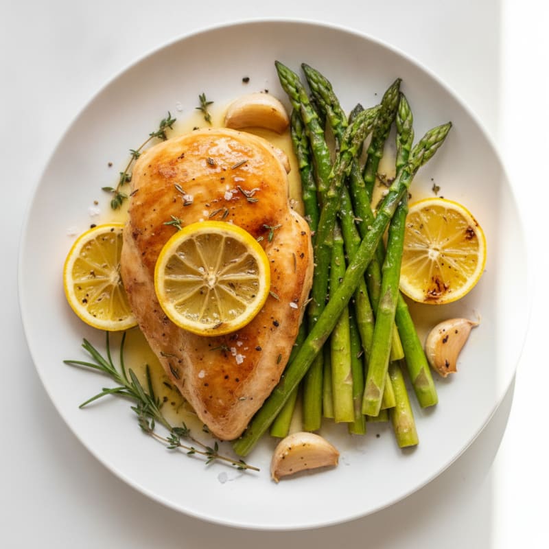 Lemon Herb Roasted Chicken with Asparagus