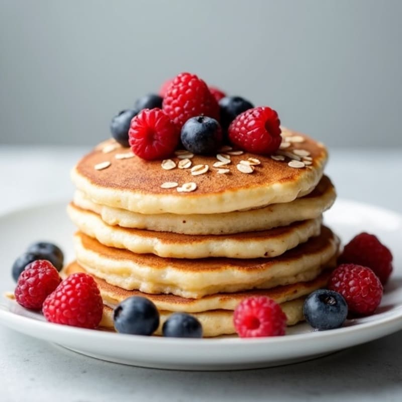 Fluffy Protein Pancakes with Fresh Berries