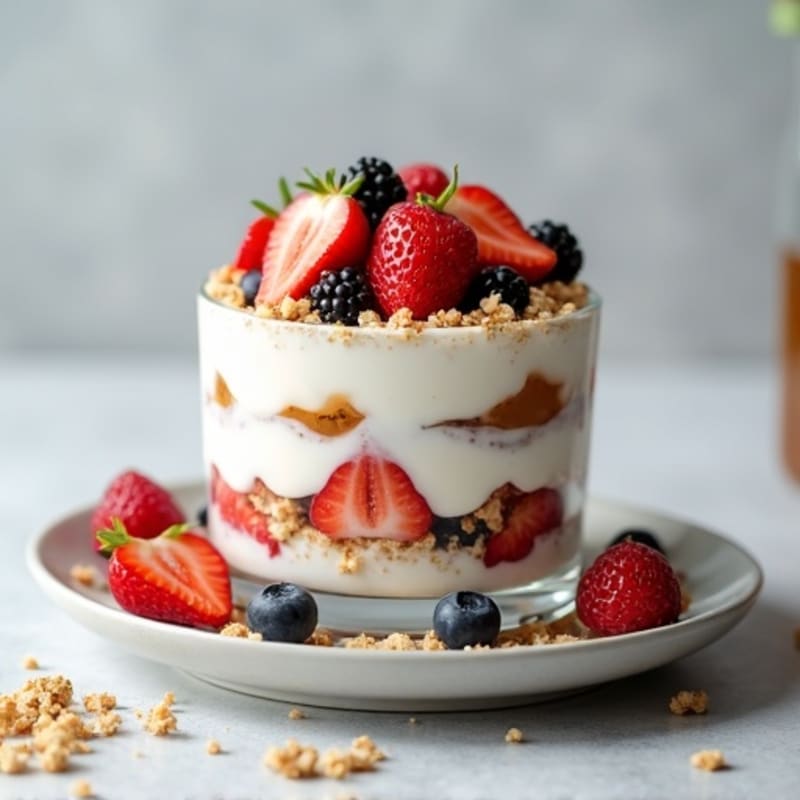 Vanilla Protein Greek Yogurt Parfait with Berries