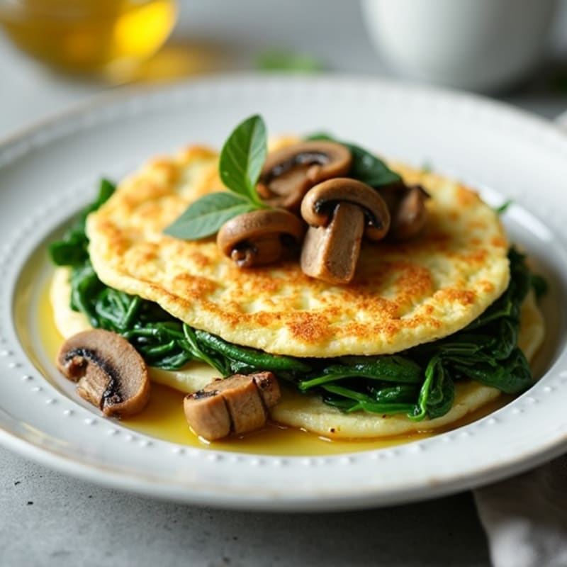 Egg White Spinach Omelette with Sautéed Mushrooms