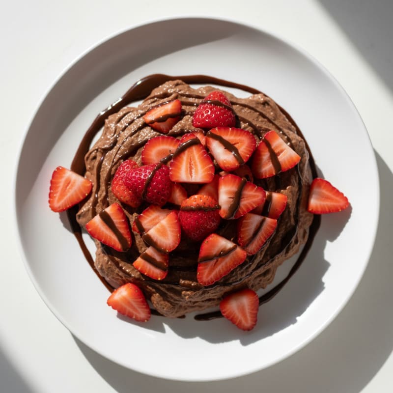 Chocolate Protein Mousse with Sliced Strawberries