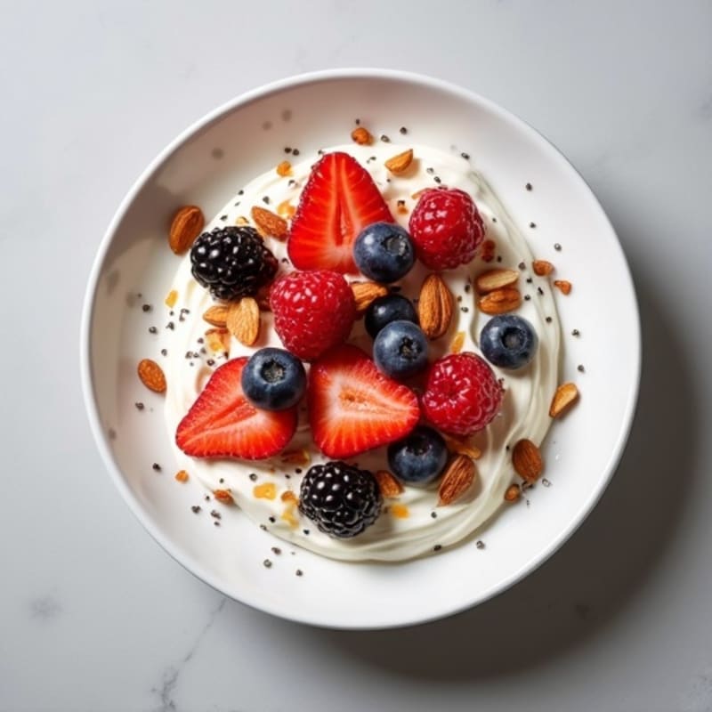 Greek Yogurt Protein Mousse with Mixed Berries