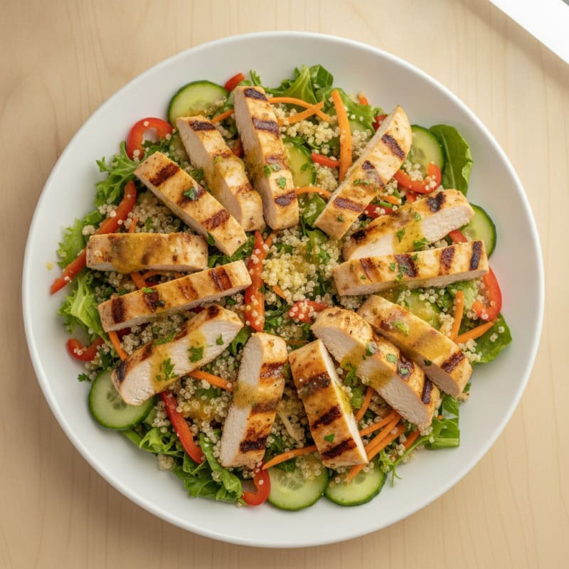 Grilled Chicken and Quinoa Salad with Crunchy Vegetables