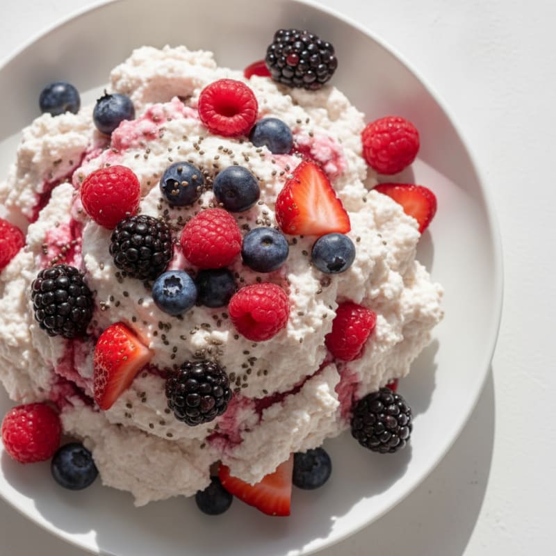 Greek Yogurt Protein Mousse with Mixed Berries