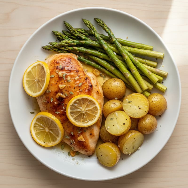 Lemon Herb Roasted Chicken with Asparagus