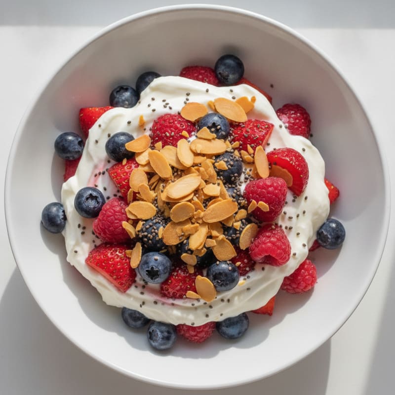 Greek Yogurt Protein Parfait with Mixed Berries