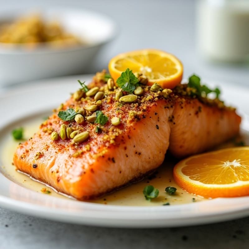 Crispy Pistachio-Crusted Salmon with Citrus-Ginger Glaze