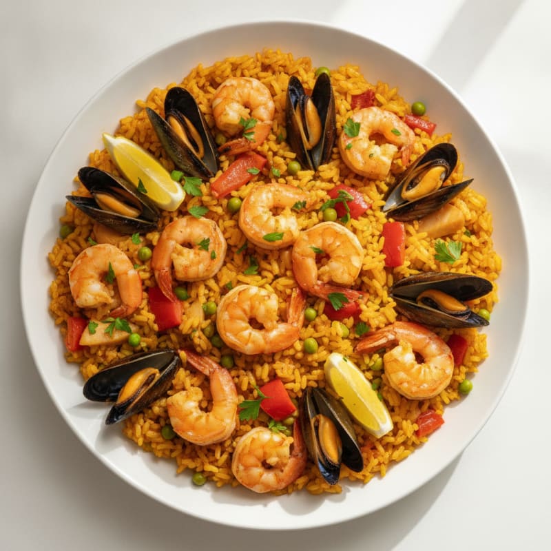 Spanish Seafood Paella with Saffron Rice