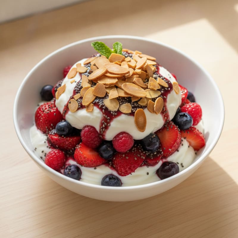 Creamy Greek Yogurt Parfait with Mixed Berries and Chia Seeds