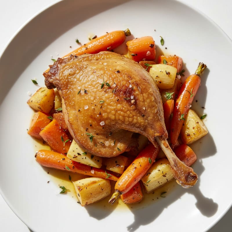 Duck Confit with Roasted Root Vegetables