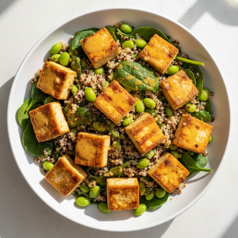Grilled Tofu and Quinoa Power Bowl with Edamame