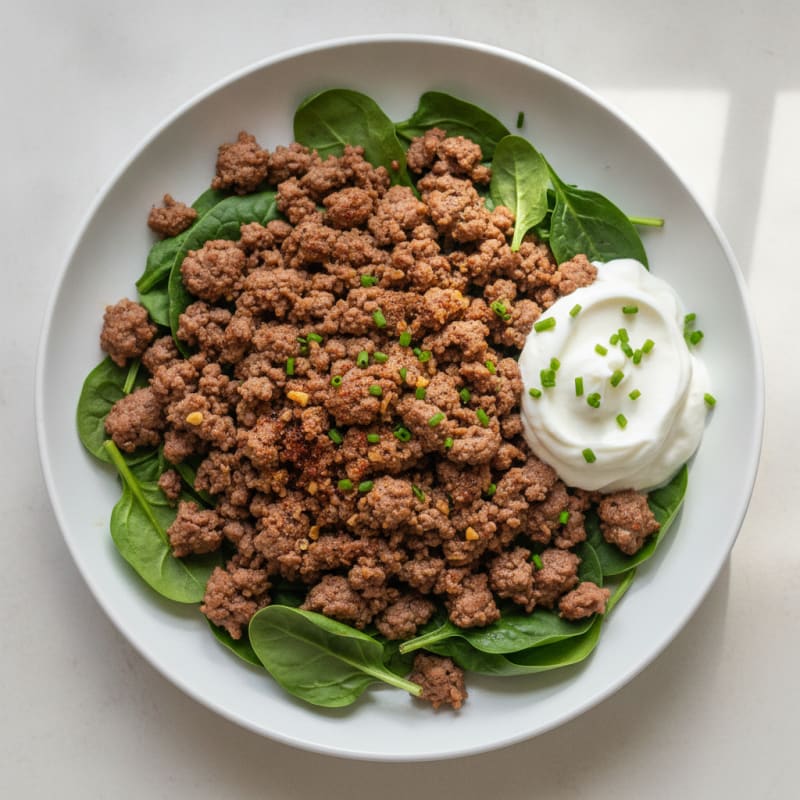 Savory Ground Beef and Spinach Power Plate